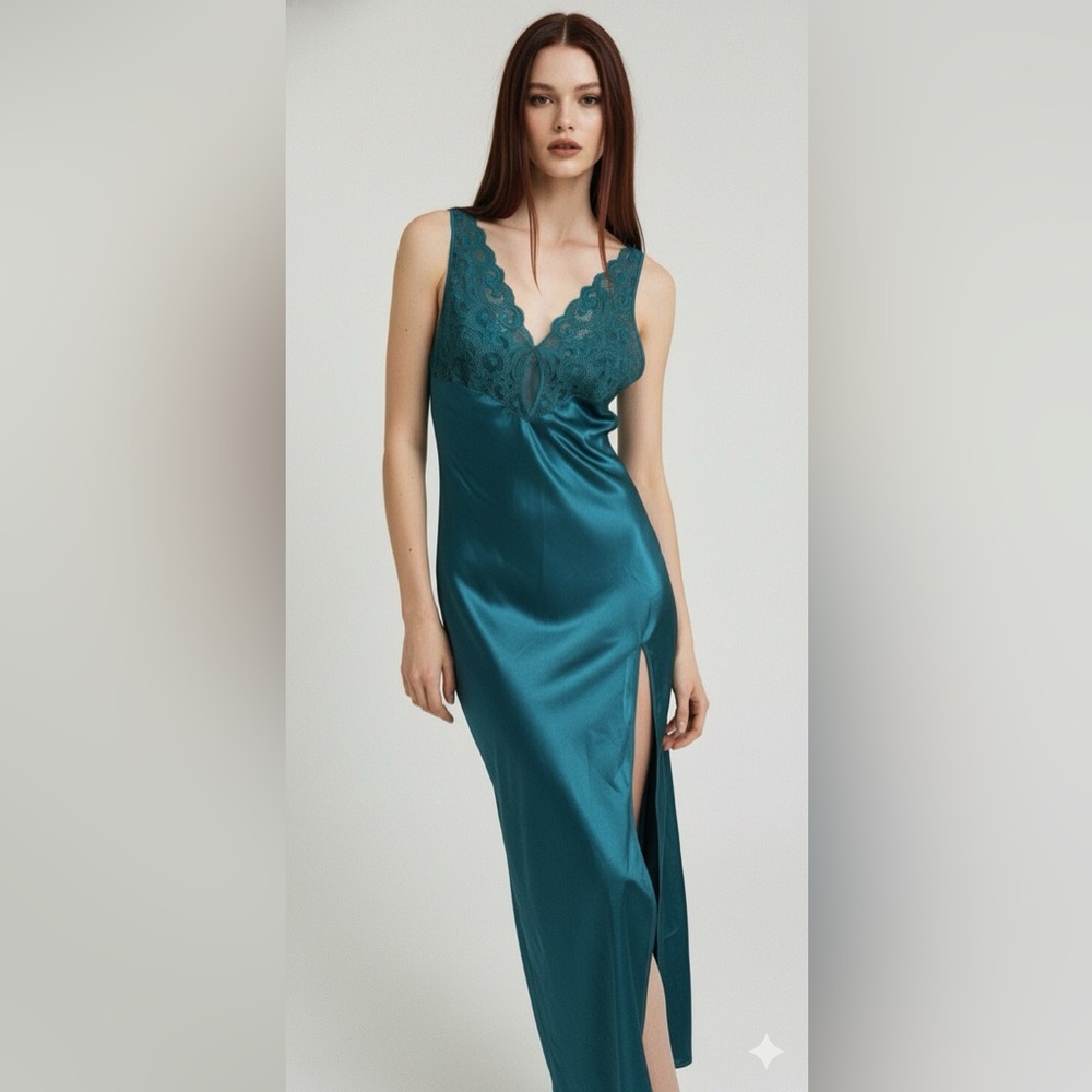 VTG Victoria's Secret Gold Label M Slip Dress Night Gown Mermaidcore Sat…